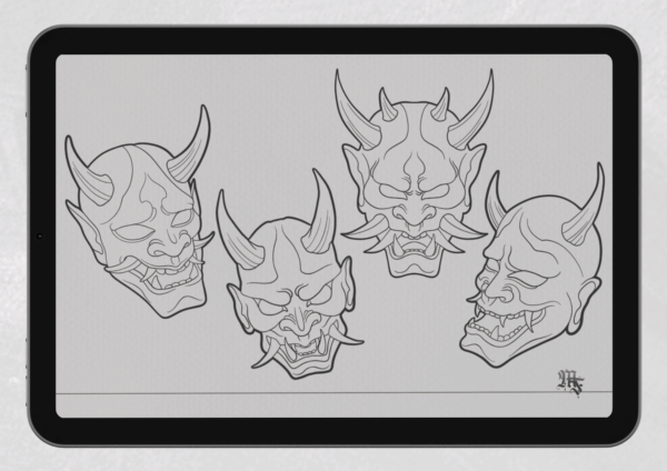 20 Japanese Masks Procreate Brushes