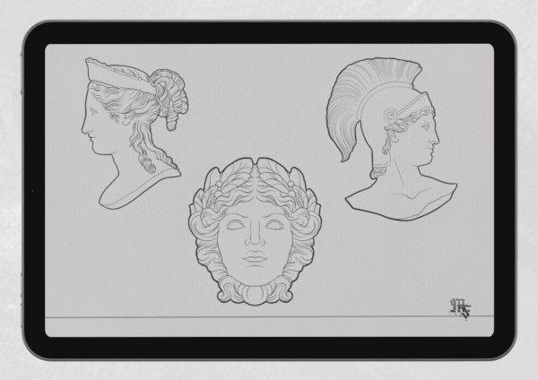 30 Greek Statues & Elements Procreate Brushes