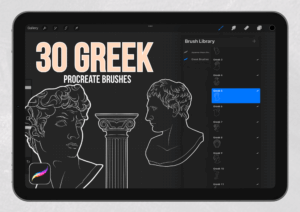 30 Greek Statues & Elements Procreate Brushes